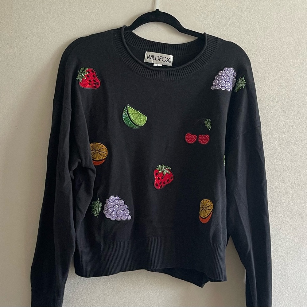 Wildfox Black Beaded Fruit Sweater